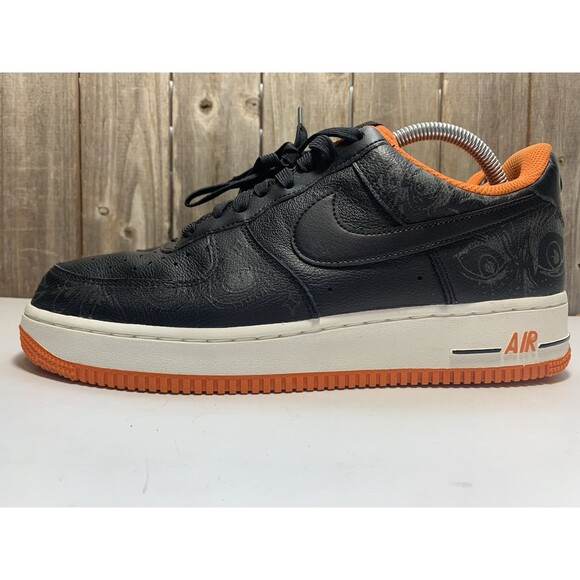 NIKE AIR FORCE 1 07 PREMIUM "HALLOWEEN 2021" BLACK-STARFISH SZ 9.5 [DC8891-001] - Picture 4 of 9